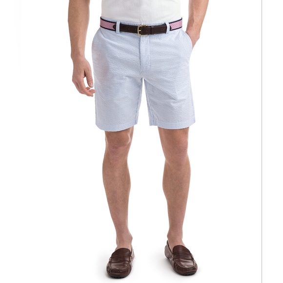 Vineyard Vines Men's Breaker Short Blue and White Striped Seersucker Size 28 28W - Picture 2 of 10